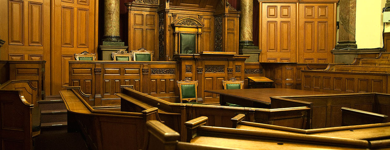 A furnished courtroom