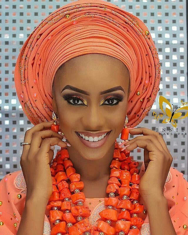 A Nigerian Bride wearing the Aghighon