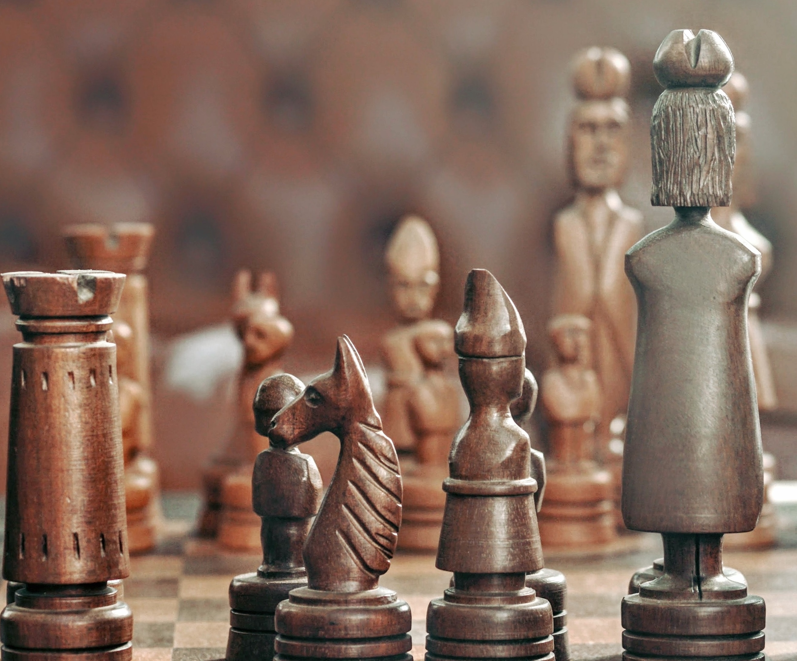 A local chessboard and players